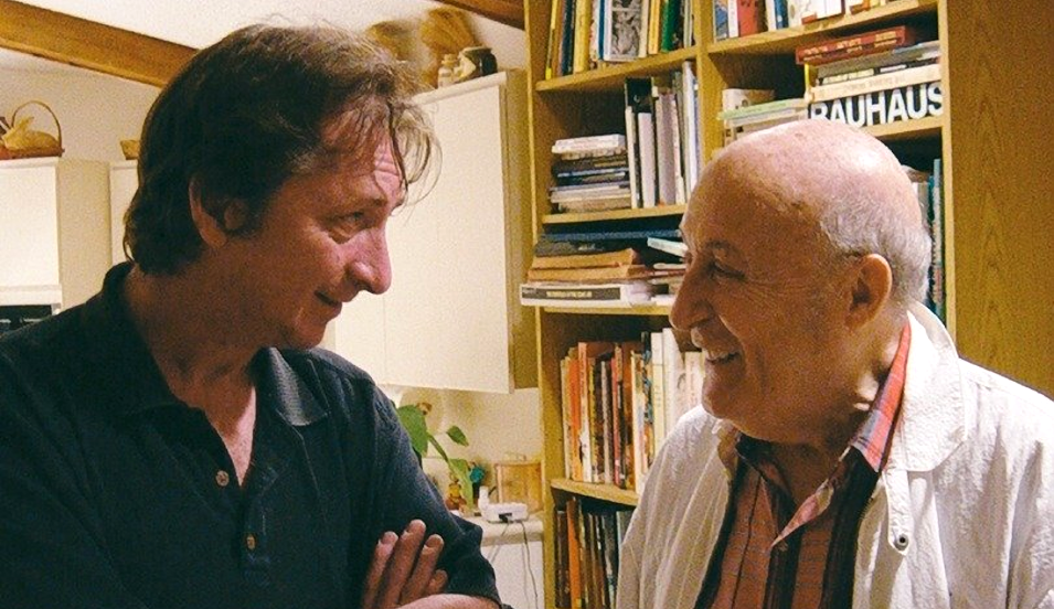 Photo of Frank Miller and Will Eisner, from the cover of "Eisner/Miller"